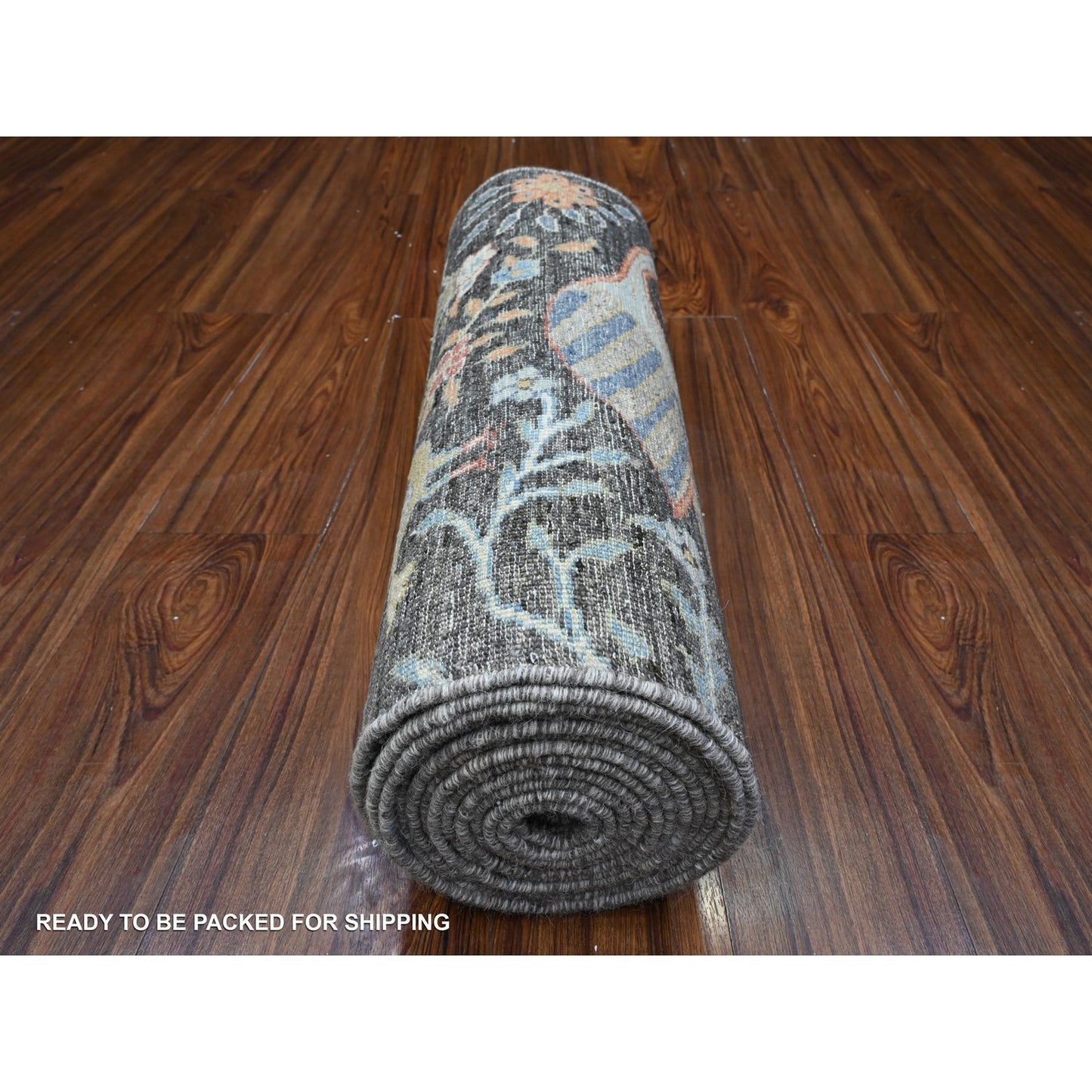 2'6"X17'9" Gray Peshawar Hand Knotted Wool Birds Paradise Xl Runner Rug