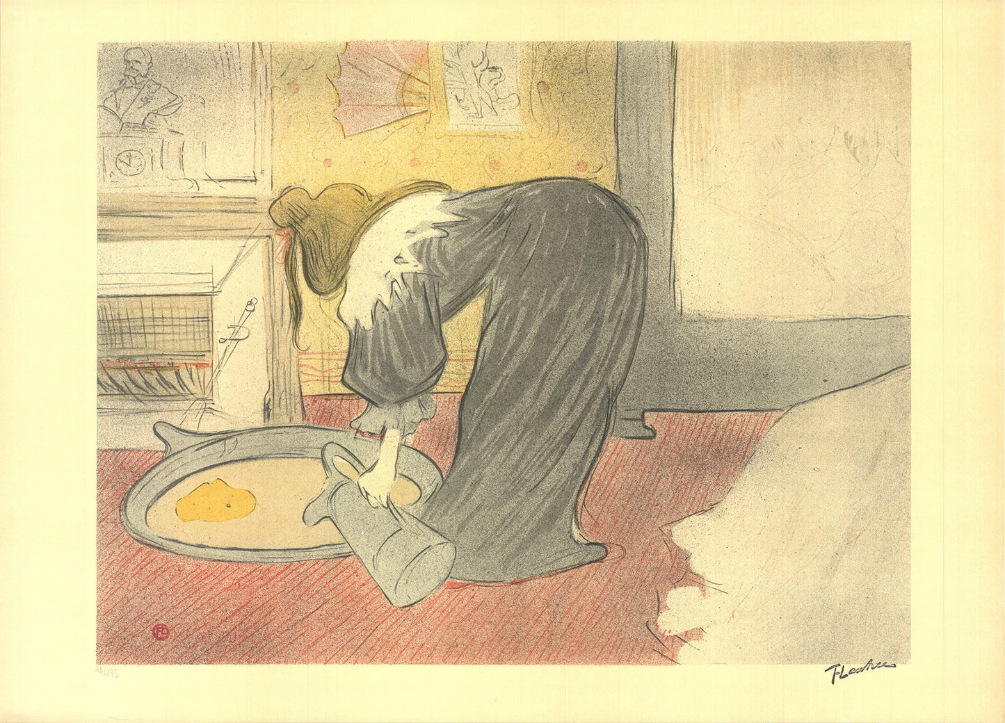 Henri De Toulouse-Lautrec Woman Bathing " Lithograph Vintage