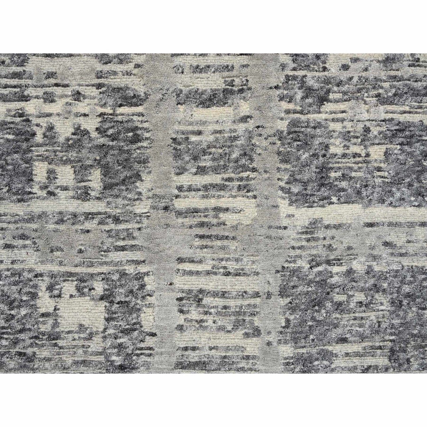 2'7"X23'8" Gray Wool Hand Knotted Modern Design Xl Runner Rug