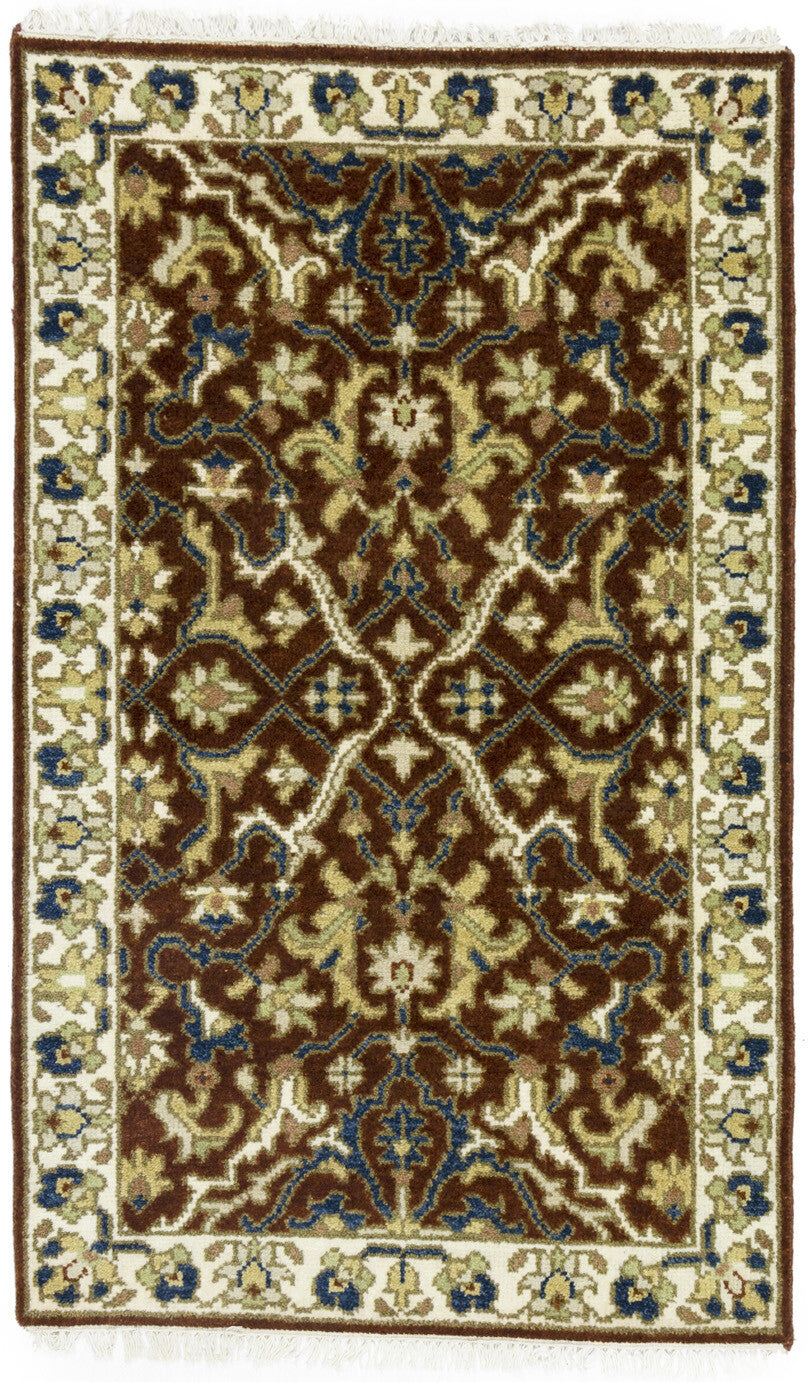 Handmade Rust Floral Chobi Rug Small Entryway