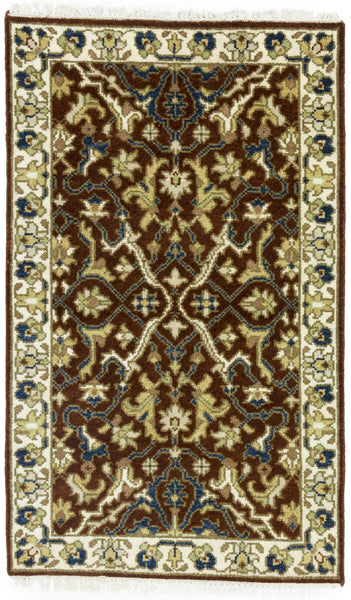Handmade Rust Floral Chobi Rug Small Entryway