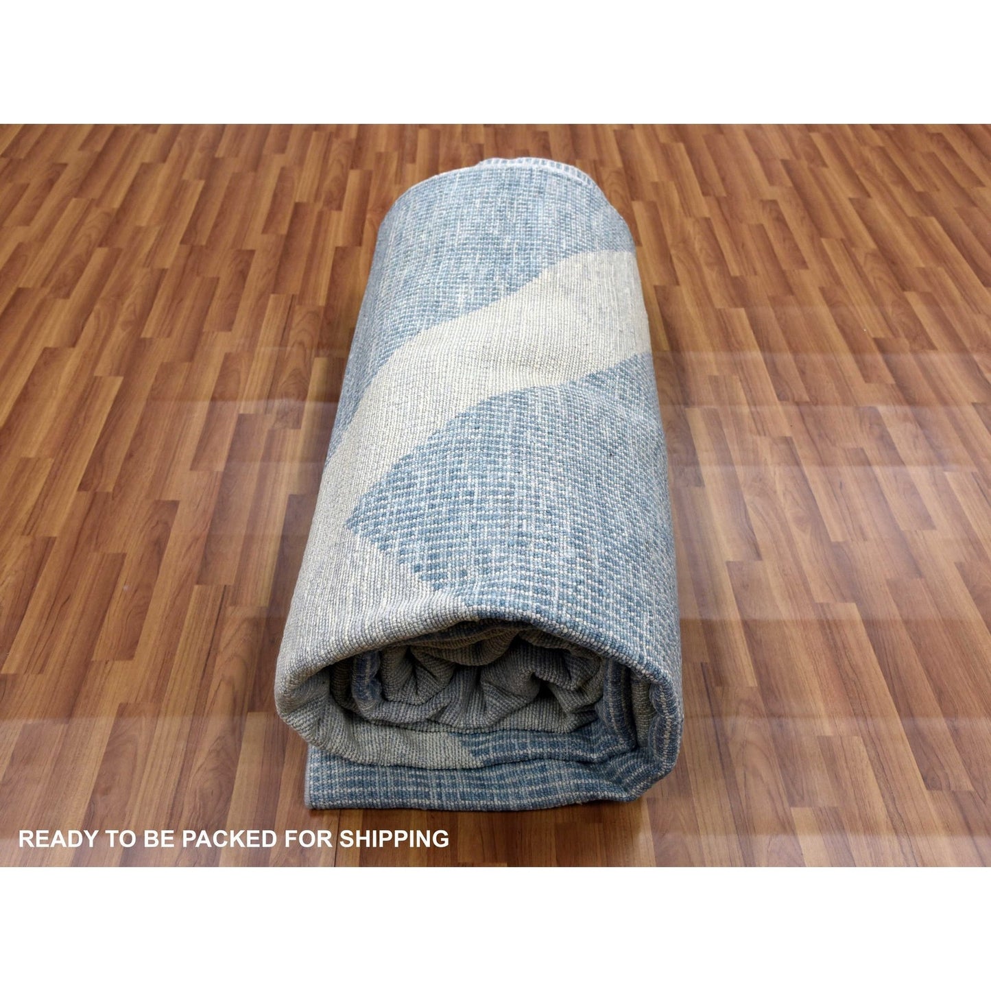 12'1"X18'4" Blue Art Deco Collection Wool Hand Knotted Oversized Rug