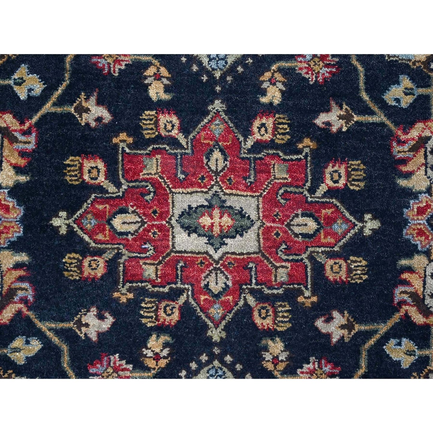 6'X9' Retro Black Hand Knotted Karjihooz Design Natural Wool Oriental Rug