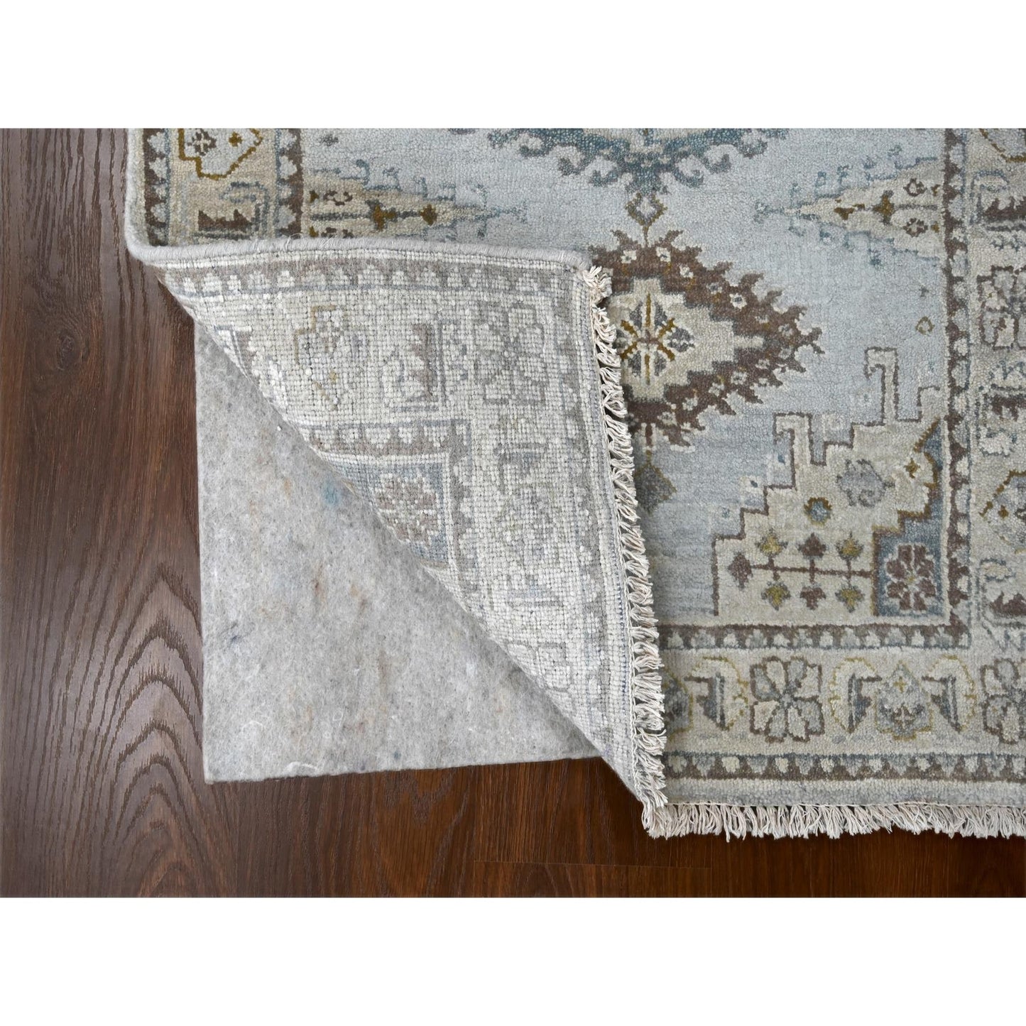 2'7"X5'10" Smoke Gray Zoroastrian Village Wool Hand Knotted Runner Rug