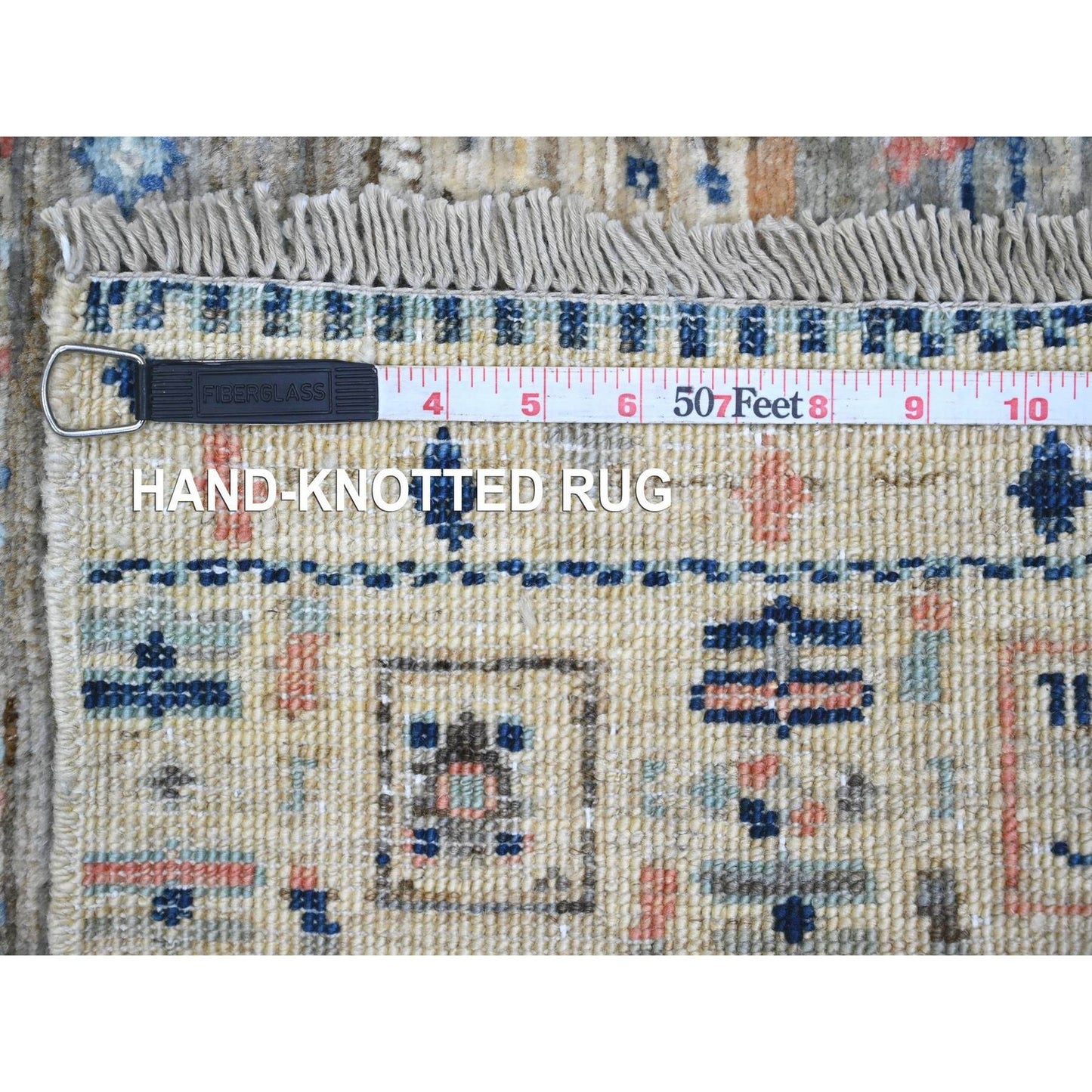 2'10"X9'6" Brown Wool Kashkuli Animal Figurines Hand Knotted Runner Rug