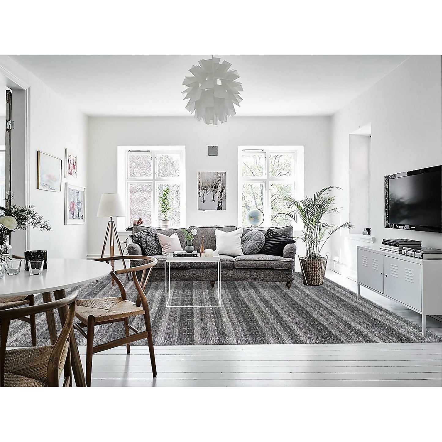 10'X13'10" Gray Hand Knotted Kohinoor Herrita Design 100% Plush Wool Rug