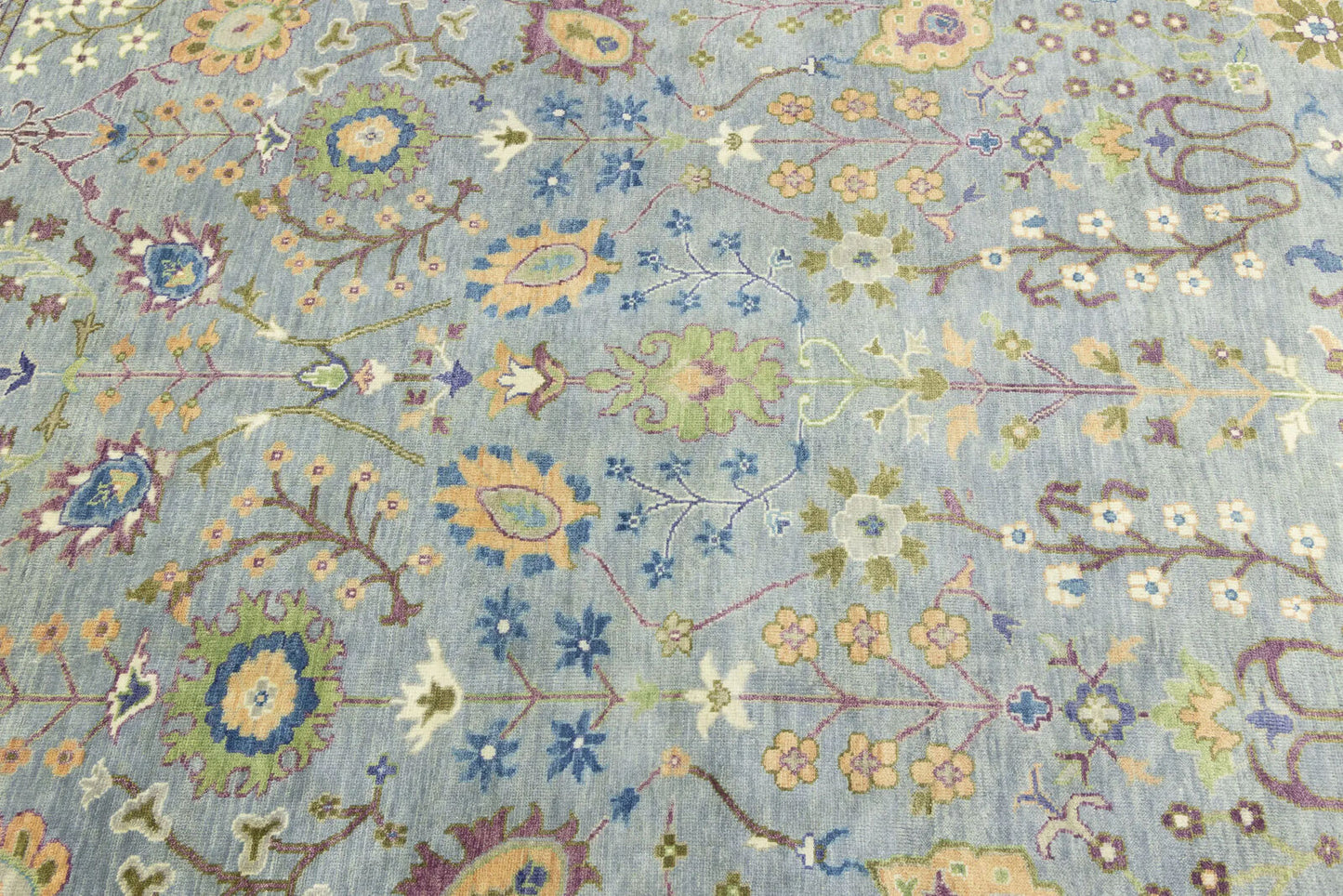 Hand-Knotted Gray Floral Chobi Oriental Rug