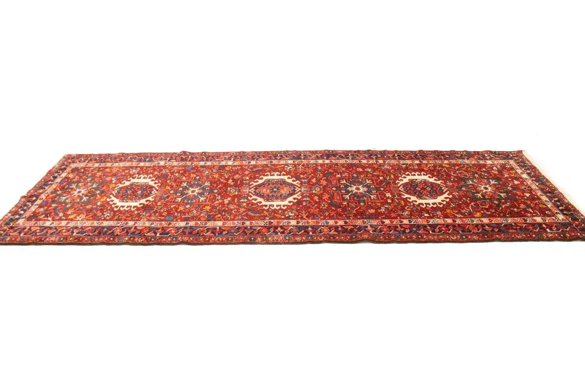 Vintage Oriental Runner Rug Geometric Tribal