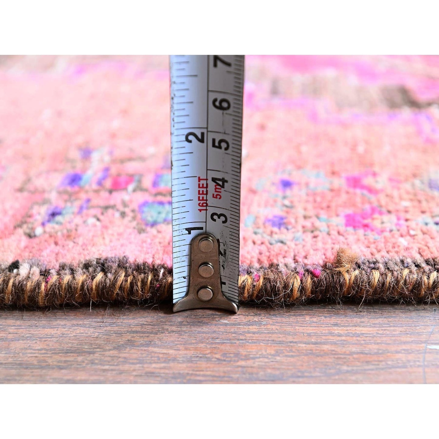 3'X11'4" Pink Overdyed Vintage Zoroastrian Hand Knotted Wool Runner Rug
