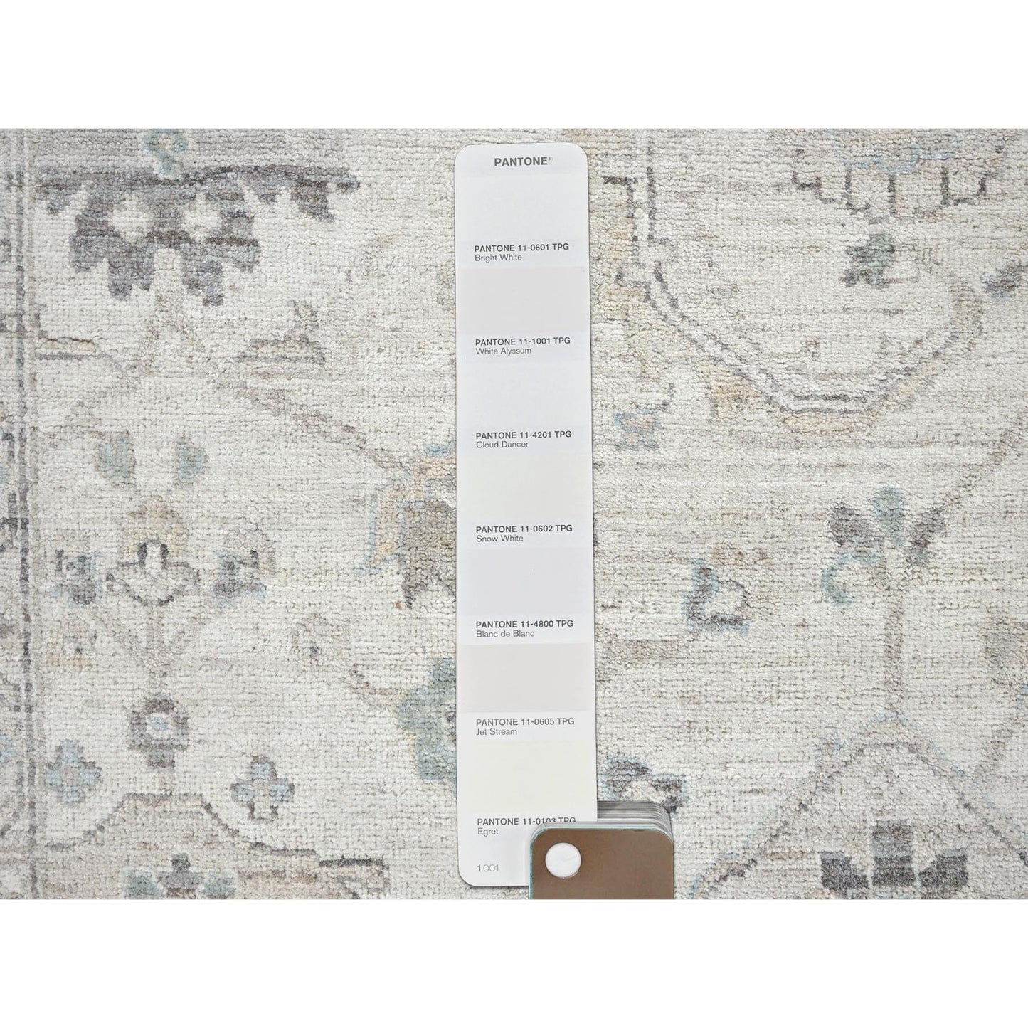 9'1"X11'8" Chiffon White White Wash Peshawar Hand Knotted Pure Wool Rug