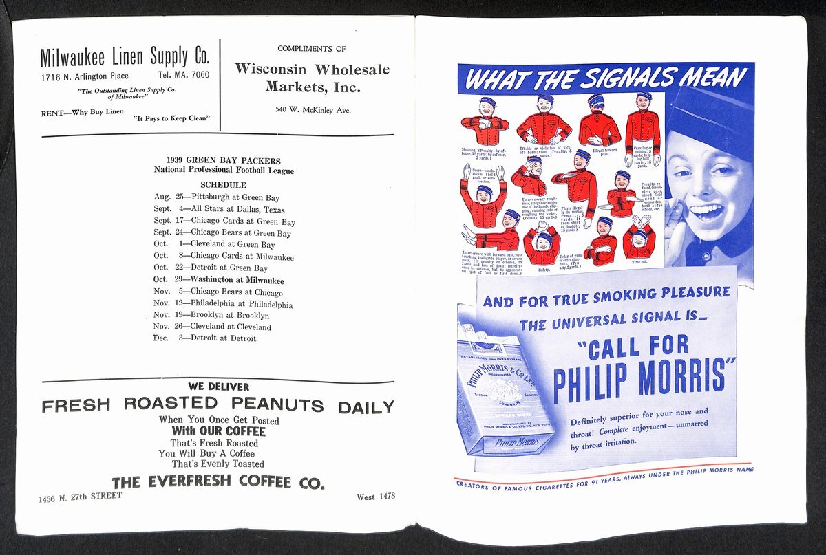 Oct. 8, 1939 Green Bay Packers Vs Chicago