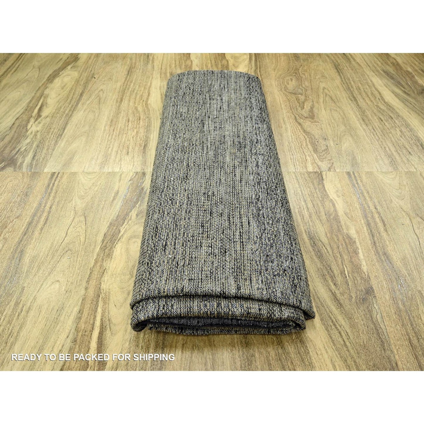 12'X12' Brown Hand Knotted Rug Pure Wool Oxidized Grass Design Round