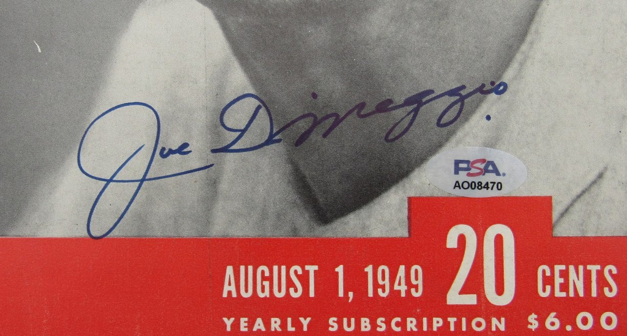 Joe Dimaggio Hof Signed/Auto Aug. 1, 1949 Life