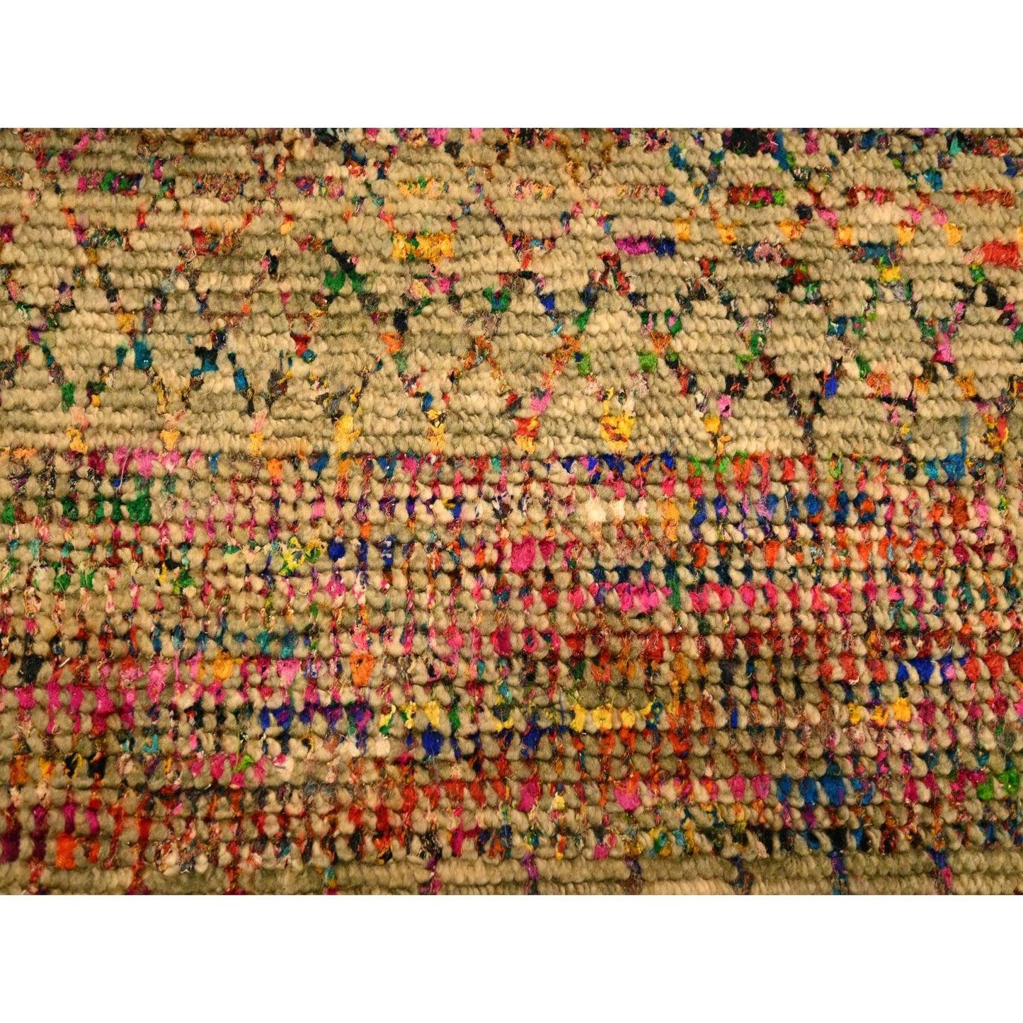 9'X12'3" Brown Sari Silk And Wool Geometric Design Hand Knotted Rug