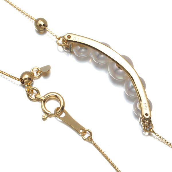 Akoya Pearl 4.0 - 5.2Mm Diamond 0.10Ct Necklace Cut Ball Bead 18K Yg
