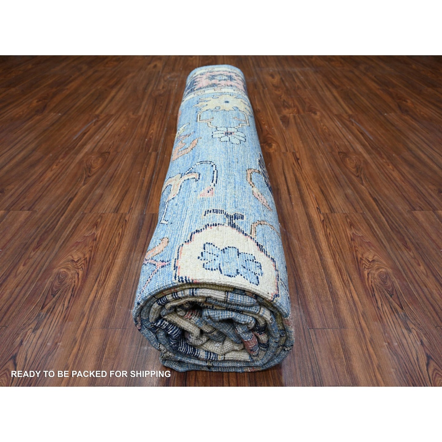 9'9"X13'5" Glaucous Blue Wool Afghan Angora Oushak Wool Hand Knotted Rug