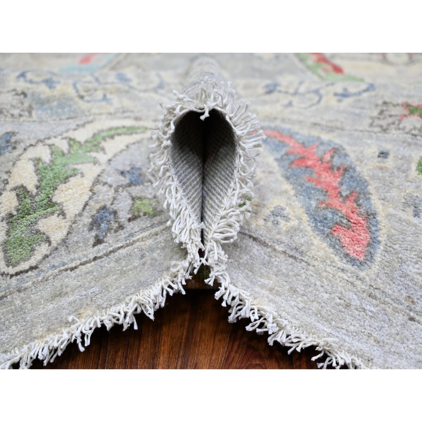 8'1"X9'3" Tan Color Finer Peshawar Pure Wool Hand Knotted Oriental Rug