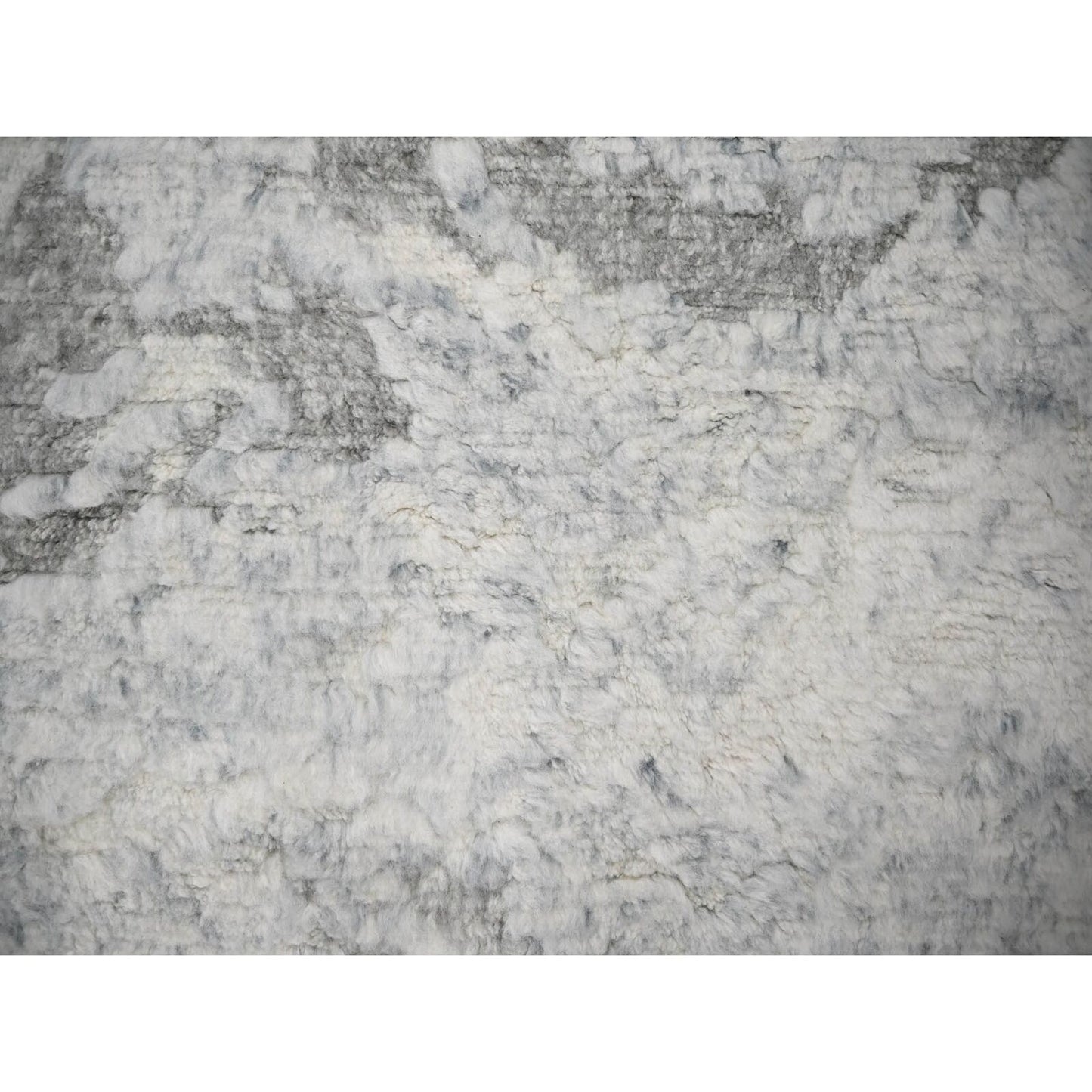 8'X9'10" Ivory Thick & Plush Moroccan Contemporary Wool Hand Knotted Rug