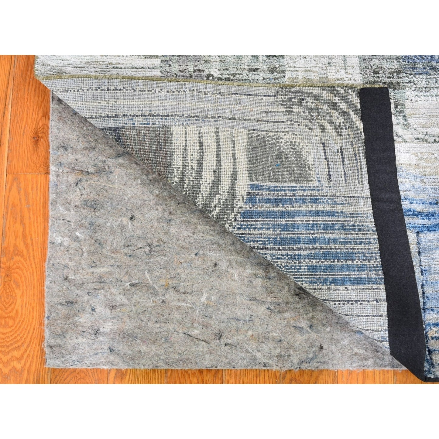 2'7"X10'4" The Intertwined Passage Silk - Text Wool Handmade Runner Rug