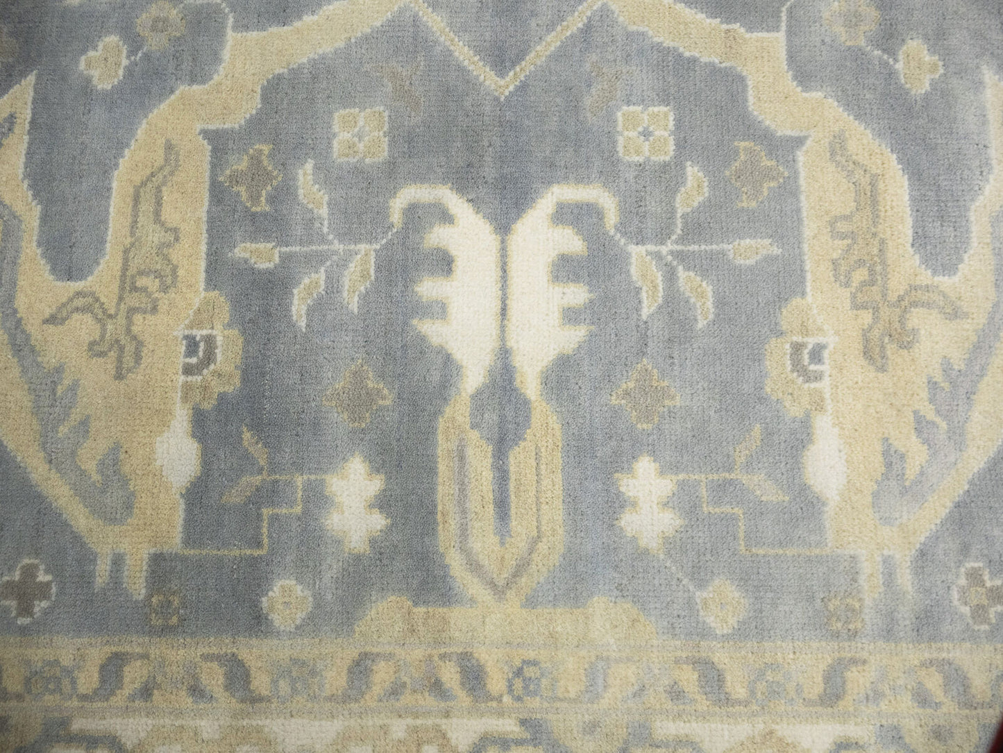 Muted Gray Floral Oushak Oriental Rug Handmade