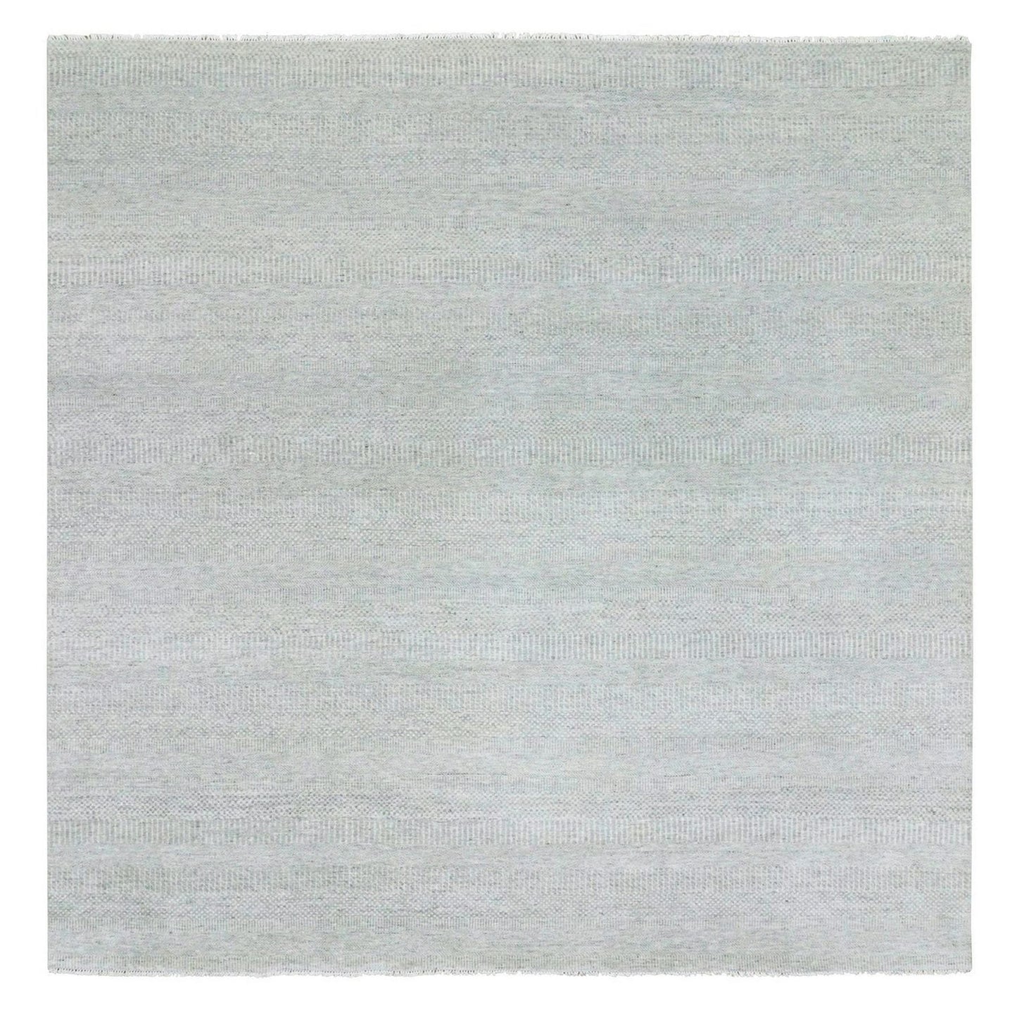10'X10' Gray Undyed 100% Wool Modern Grass Design Hand Knotted Square Rug
