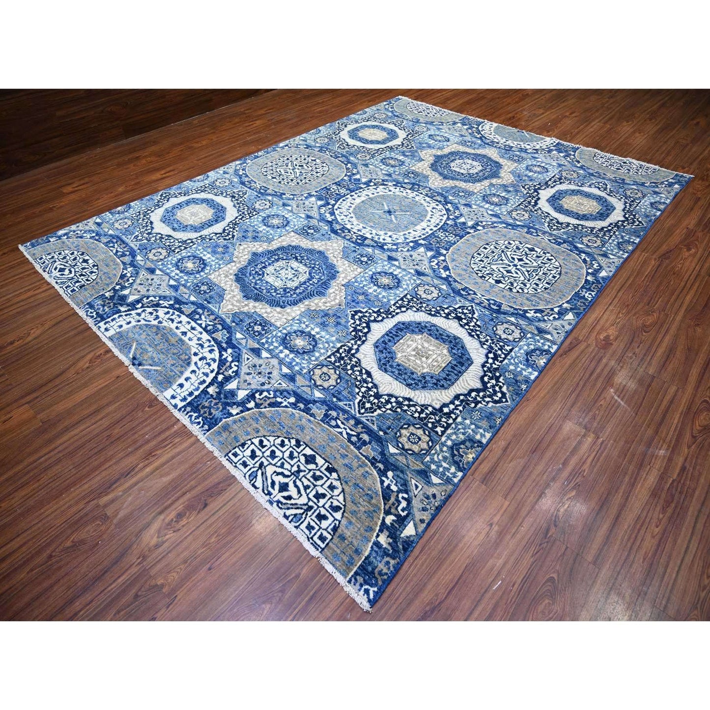 8'10"X11'8" Air Force Blue Hand Knotted Finer Peshawar Soft Wool Rug