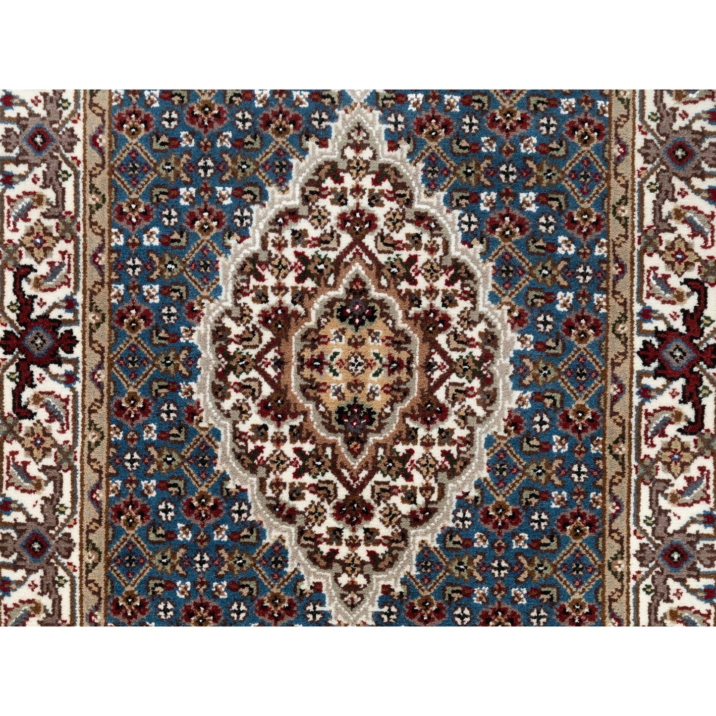 2'7"X8'7" Blue Fish Design Tebraz Mahi Wool And Silk Oriental Runner Rug