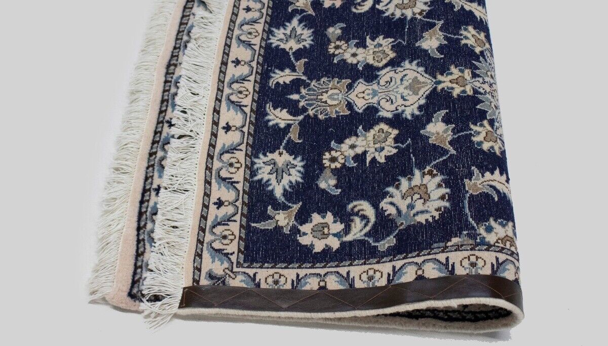 Handmade Traditional Navy Thick Pile Rug Small