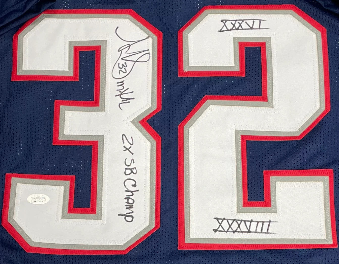 Antowain Smith "2X Sb Champ, Xxxvi & Xxxviii" Autographed New England Patriots C