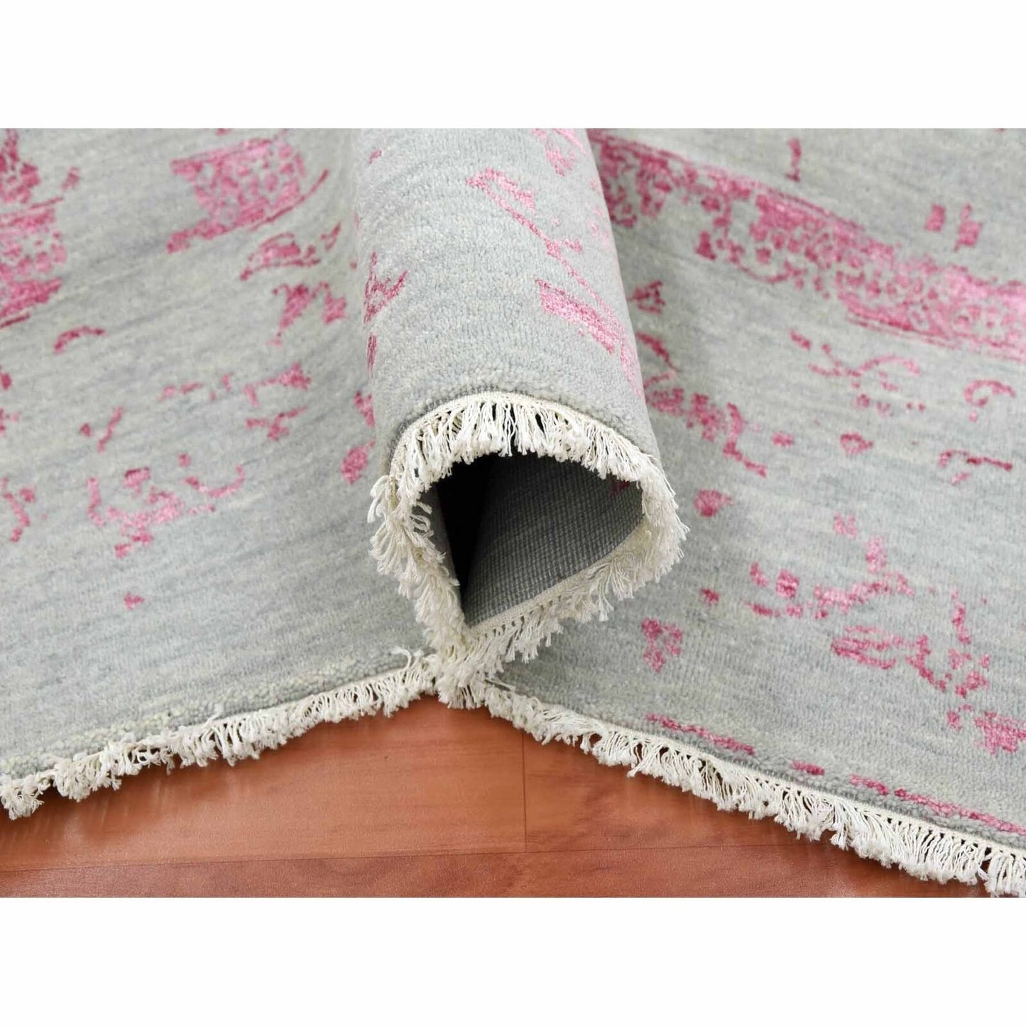 8'10"X11'3" Beige Zoroastrian Tebraz Design Wool And Silk Handknotted Rug