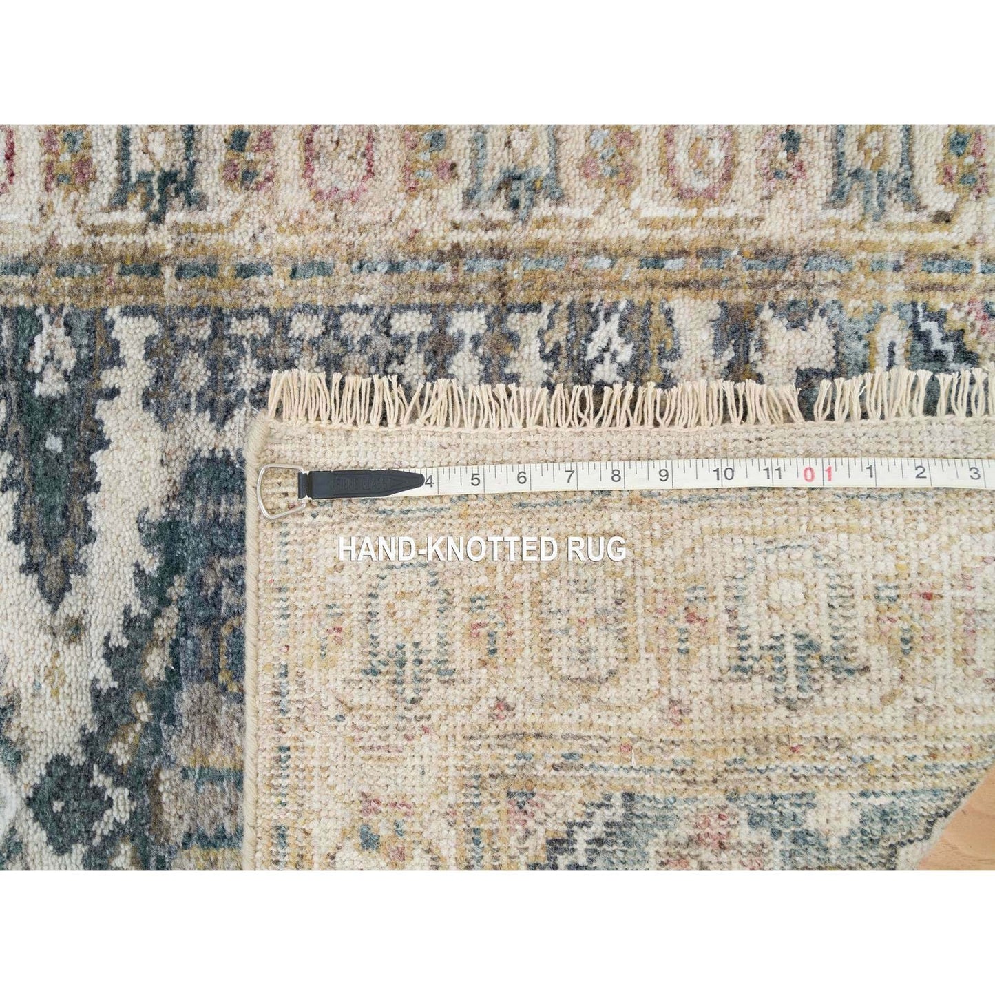 2'7"X21'7" Floral White Wool Hand Knotted Reimagined Viss Xl Runner Rug