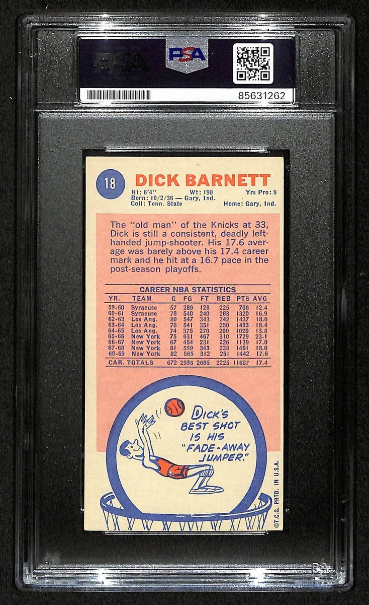 Dick Barnett Hof Signed/Auto 1969-70 Topps Rc Card #18 Knicks Psa/Dna 201339