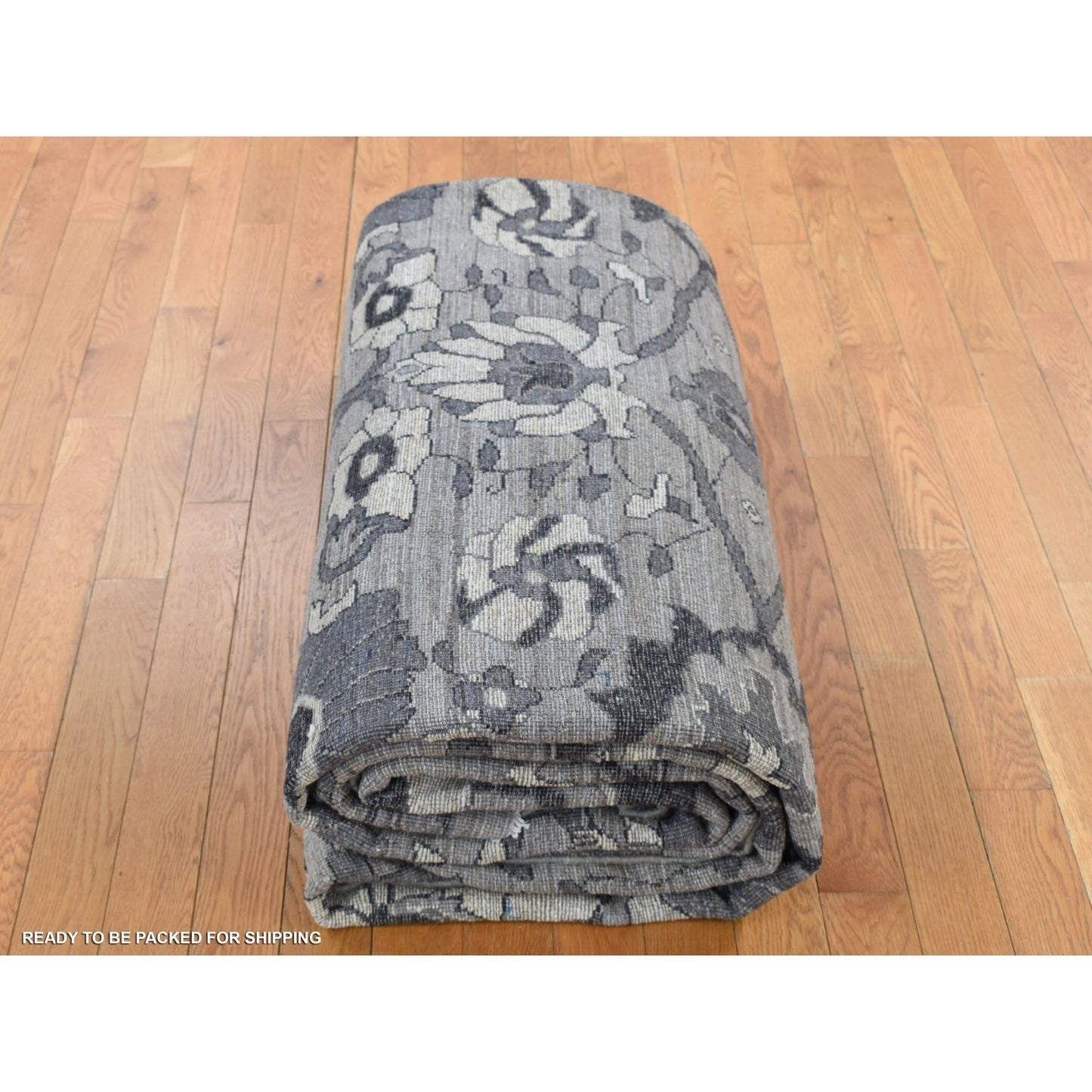 9'1"X12'6" Grey Peshawar With Mahal Design Wool Hand Knotted Rug