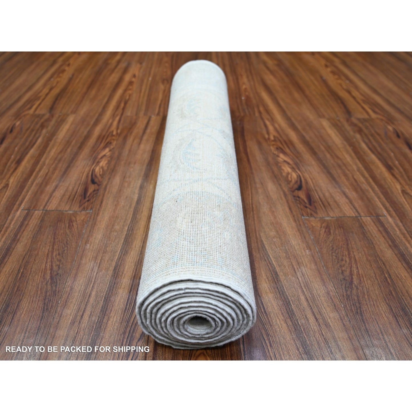 2'7"X10' Daisy White Wool Hand Knotted Washed Out Runner Oriental Rug