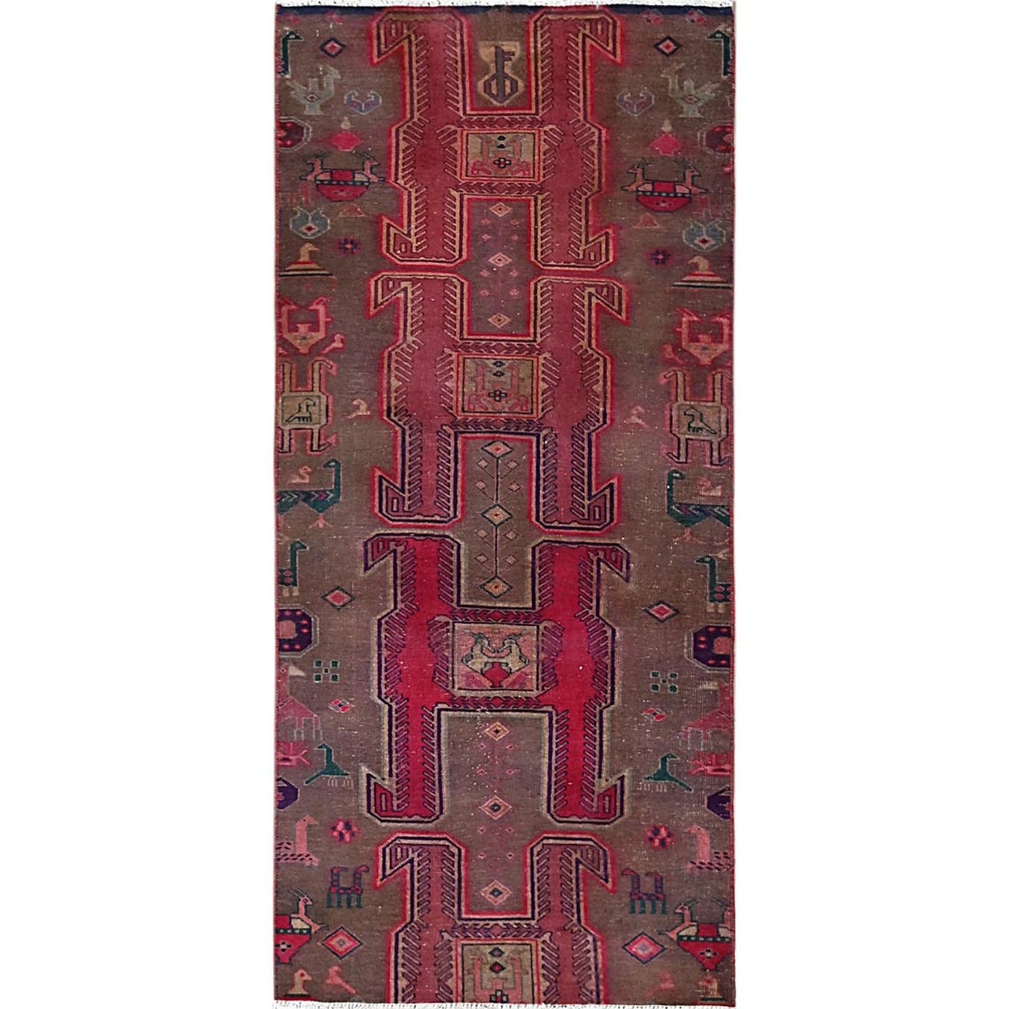 2'8"X6' Brown Vintage Northwest Zoroastrian Hand Knotted Wool Runner Rug