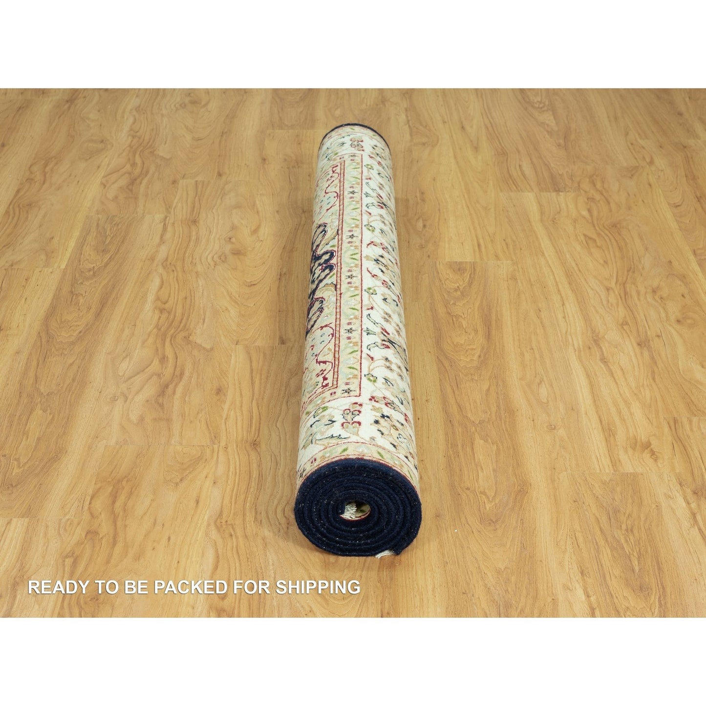 5'X7' Hague Blue Nain Hand Knotted Flower Design Wool Oriental Rug