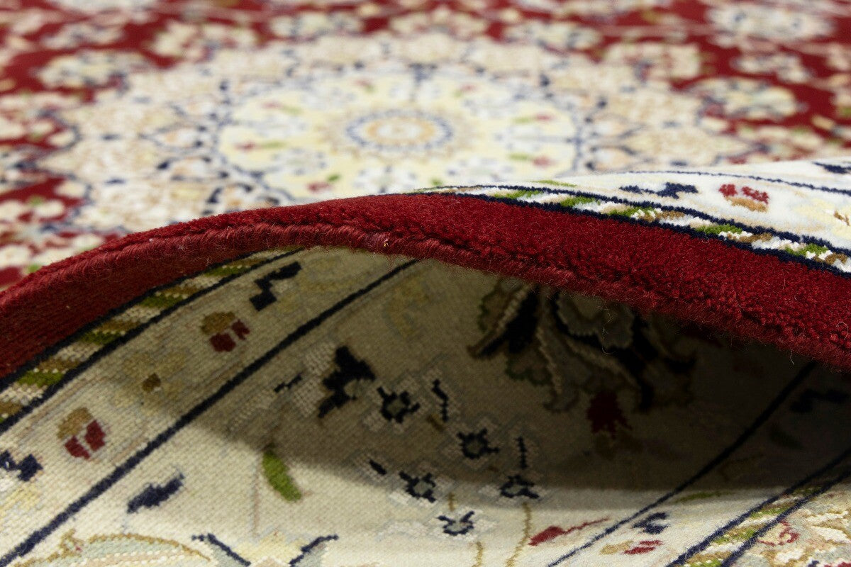 6X6 Ft Square Red Floral Indo-Nain Rug Classic