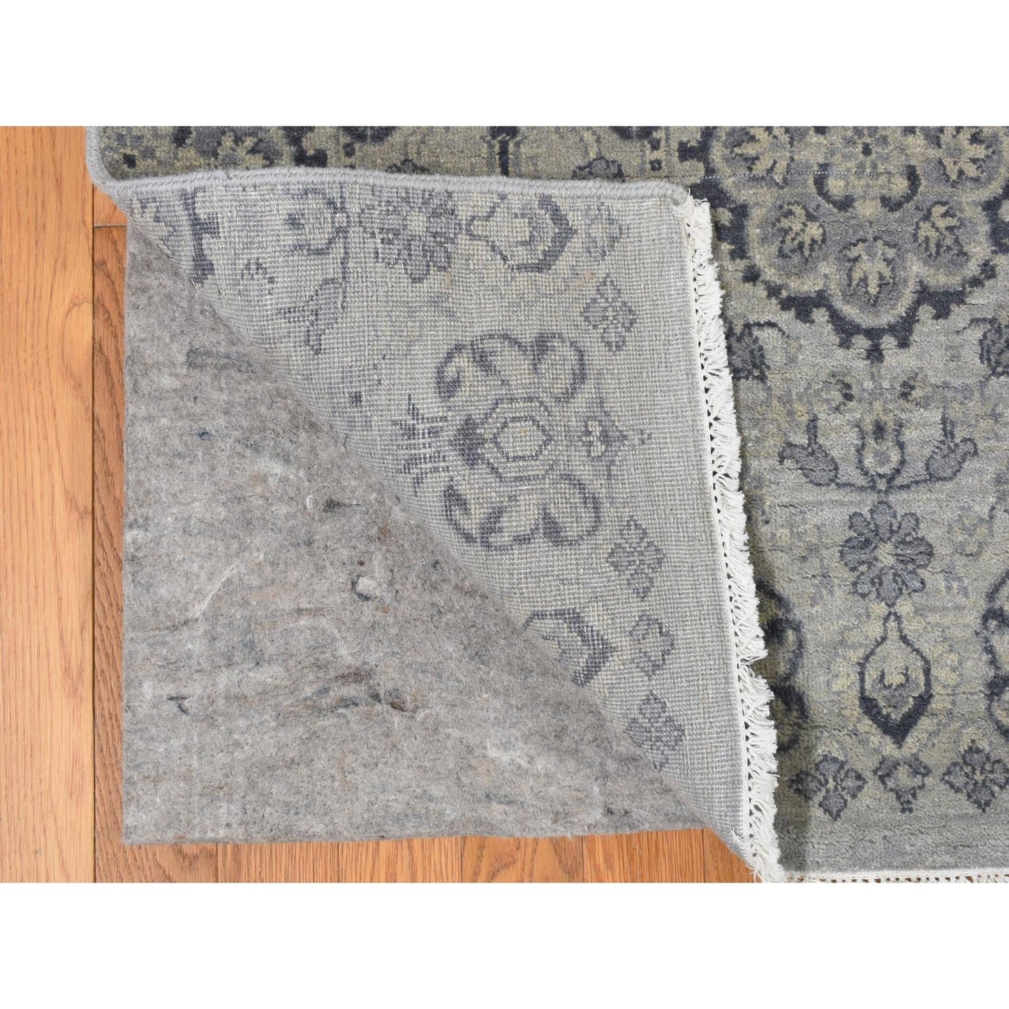 11'10"X14'9" Gray Jewellery Design Pure Wool Hand Knotted Oversized Rug