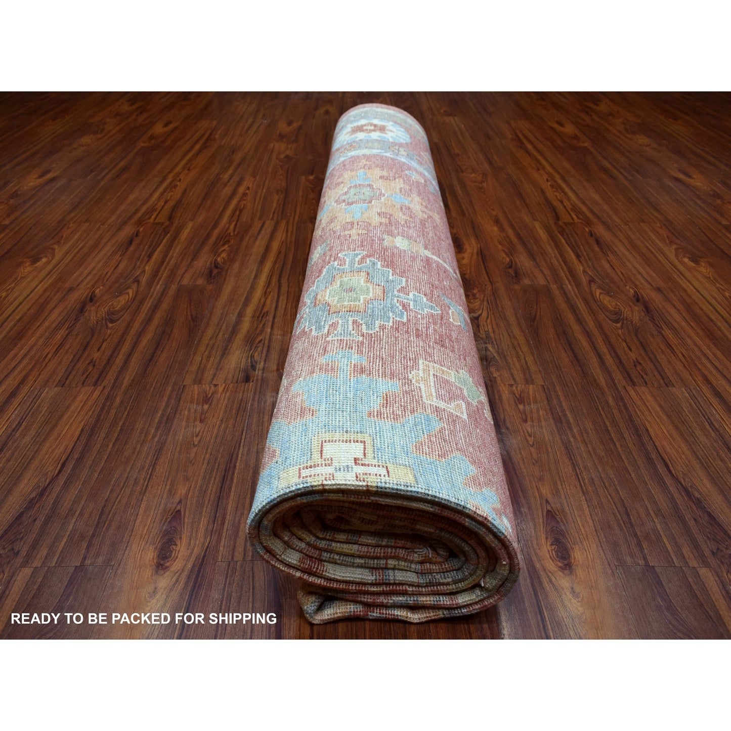 11'10"X14'3" Red Afghan Angora Oushak Wool Hand Knotted Oversized Rug