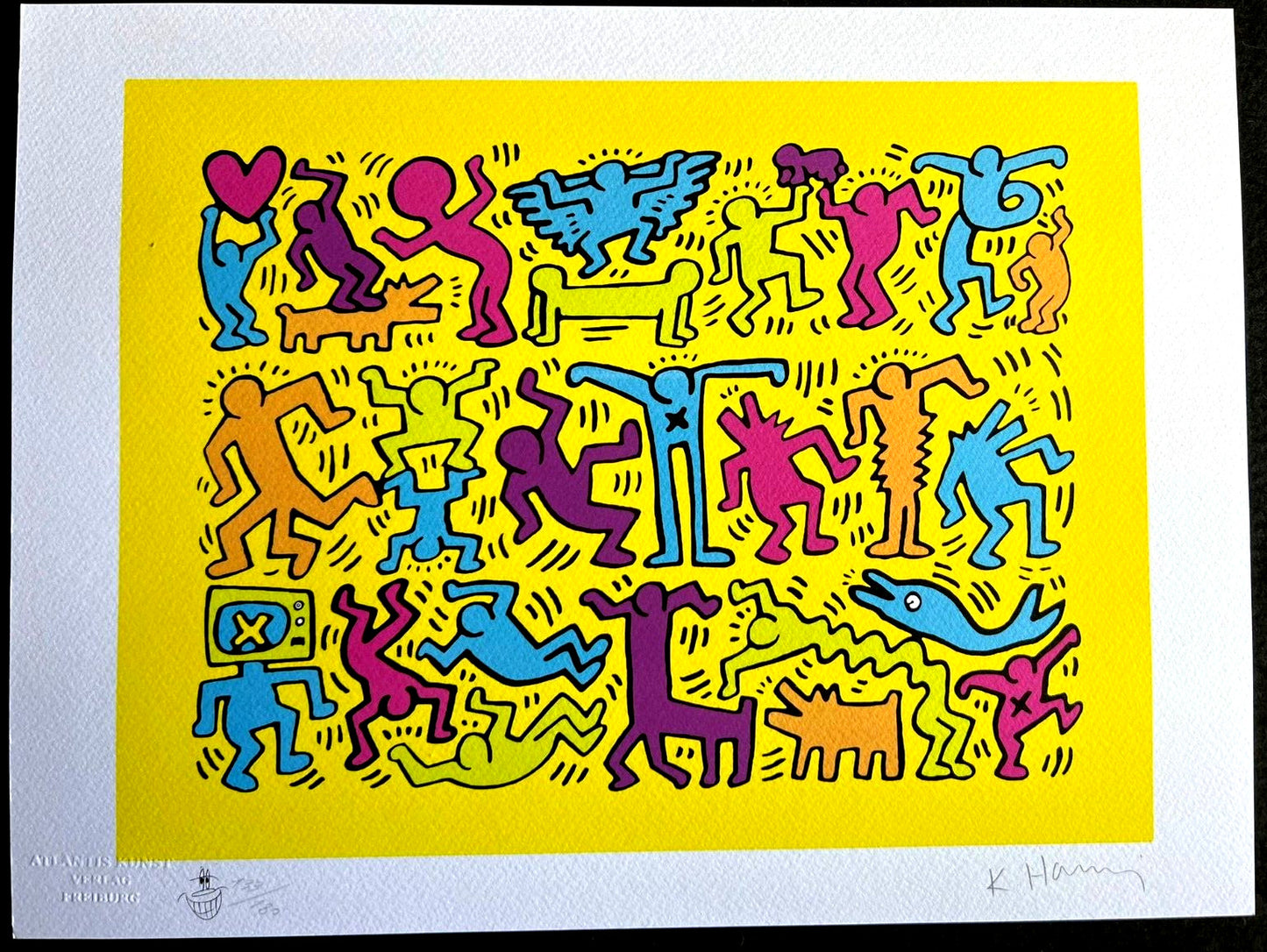 Keith Haring Lithograph Of A Coa Painting Signed
