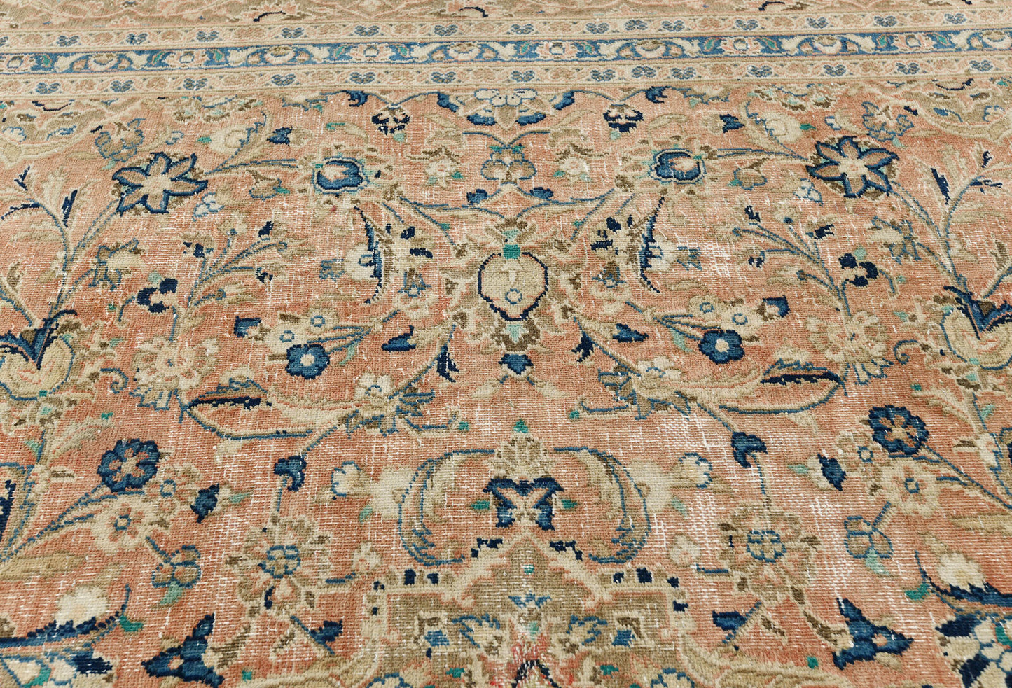 Antique Distressed Oriental Rug Floral Vintage