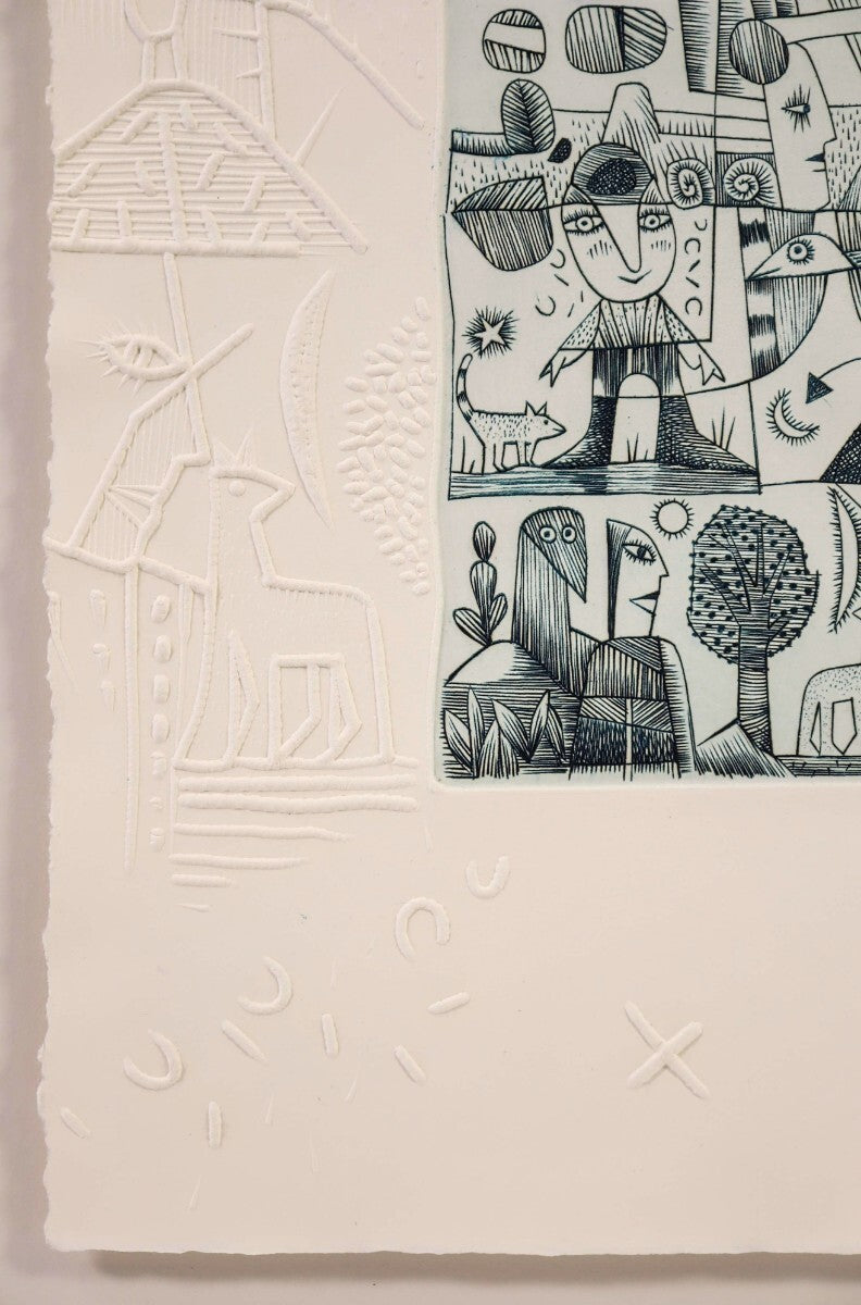 Simone & Henri Jean Etching With Embossing Limited 200 Hand-Signed Contemporary