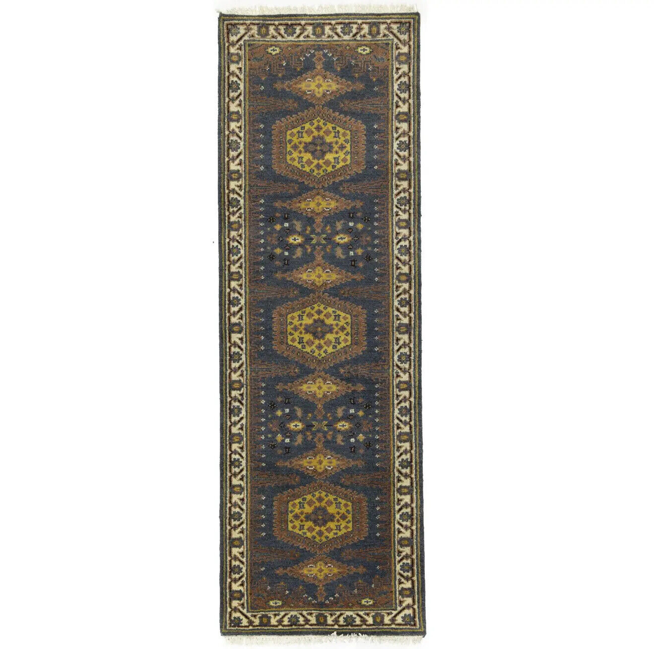 Indo-Viss Oriental Runner Rug Tribal Geometric