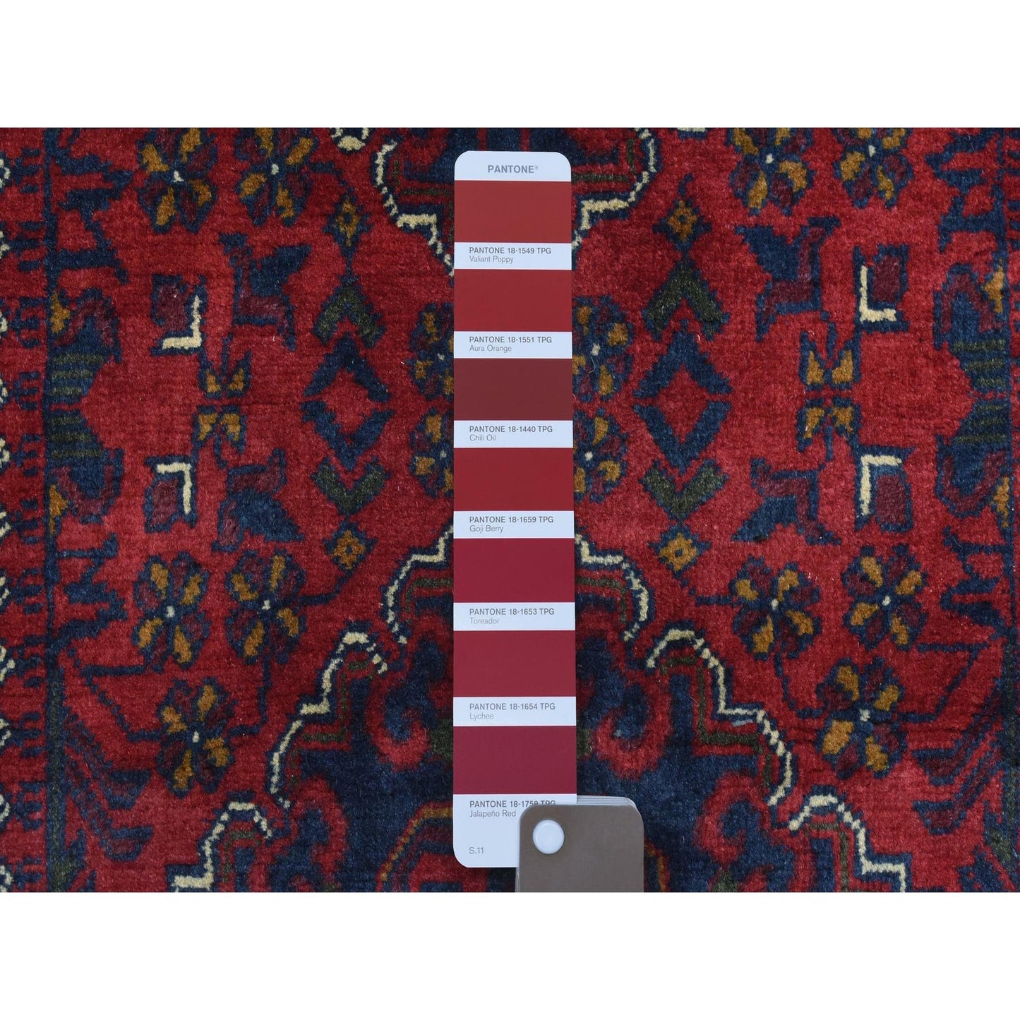 2'8"X12'10" Red Afghan Khamyab Soft Wool Hand Knotted Runner Rug