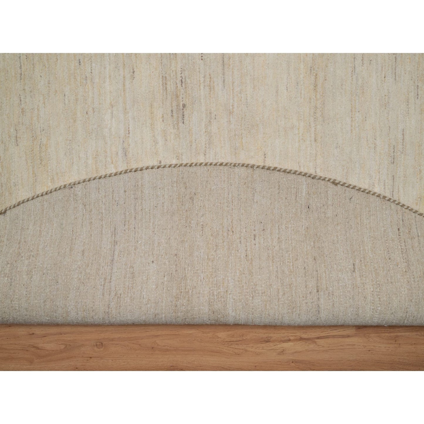 9'X9' Bone White Hand Knotted Lori Buft Plain Design Pure Wool Round Rug