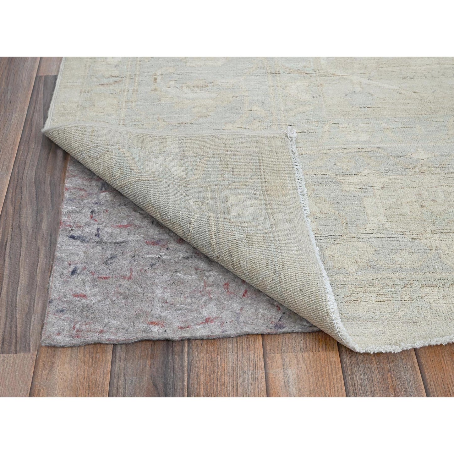 9'X11'10" Oyster White Washed Out Peshawar Hand Knotted 100% Wool Rug