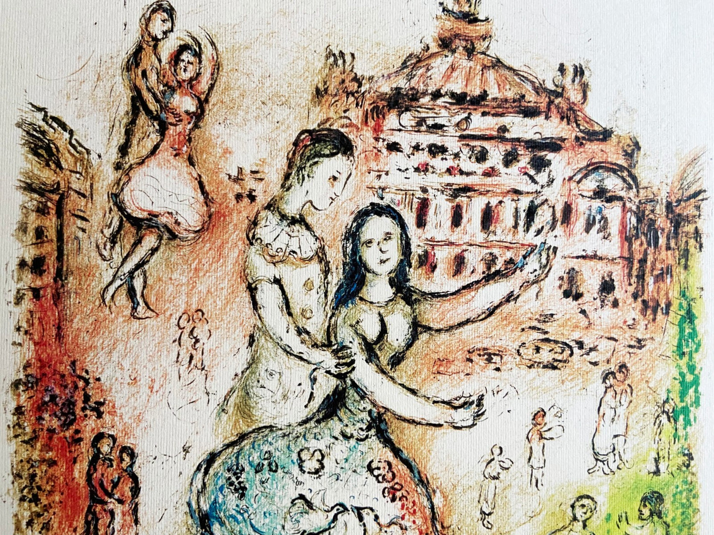 Marc Chagall Lithograph Mourlot Coa Signed Op 1974 Collection