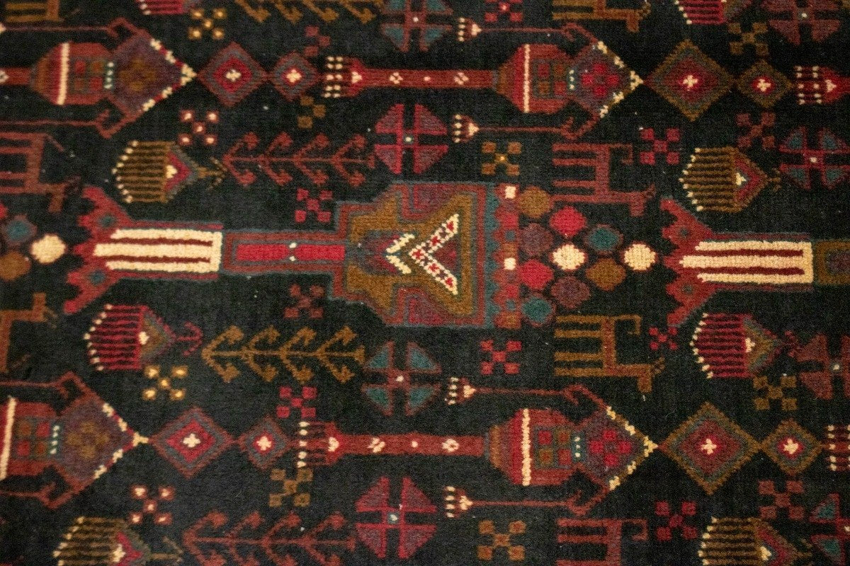 4'4X9'7 Ft Handmade Wool Vintage Tribal Style
