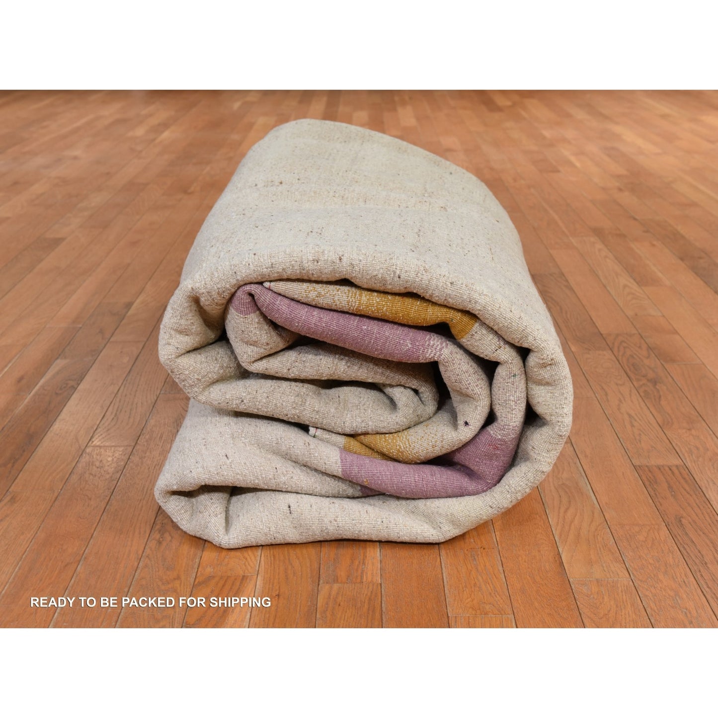 10'X13'2" Linen White Lori Buft Gabbeh Thick 100% Wool Hand Knotted Rug