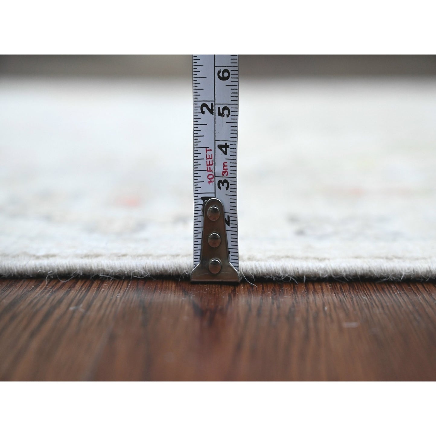 3'X22'5" White Angora Oushak Leaf Design All Wool Hand Knotted Runner Rug